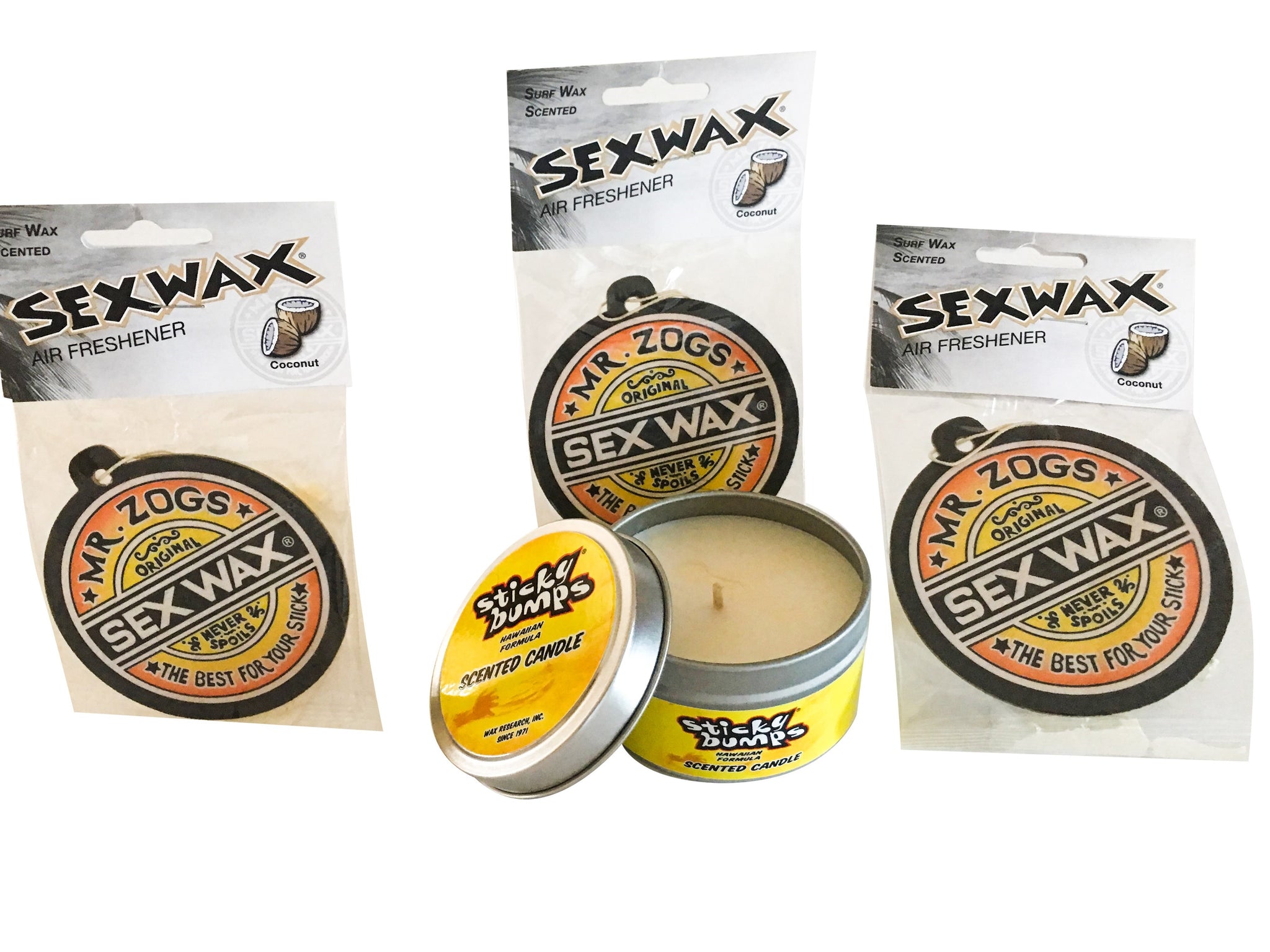 Sticky Bumps Coconut Candle: Plus 3 Sex Wax Coconut Air Fresheners
